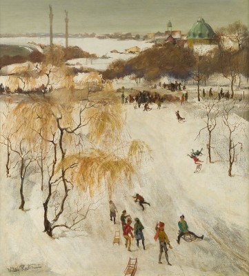 Auction 141<br>WINTERTAG IN DÜSSELDORF, BLICK AUF DEN EHEMALIGEN AUSSTELLUNGSPALAST