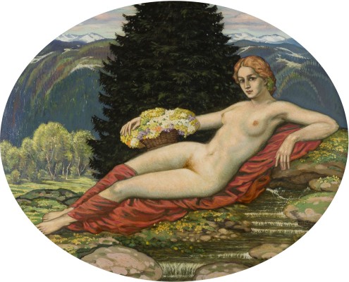 Auction 141<br>LIEGENDER WEIBLICHER AKT IN LANDSCHAFT