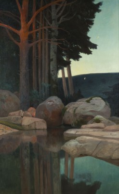Auktion 141<br>'DIE QUELLE'. VOM JUNGEN MOND BELEUCHTETE LANDSCHAFT