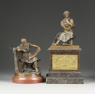 Bild ZWEI HANDWERK BRONZEFIGUREN 'SCHMIED' UND 'INGENIEUR'