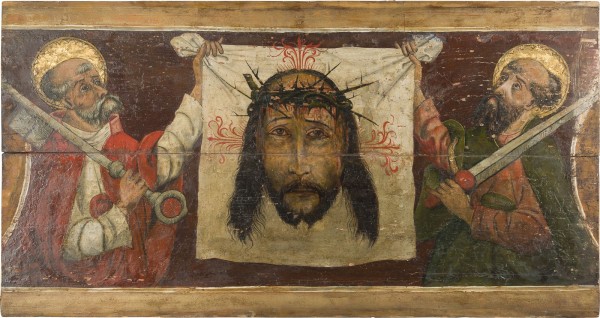 Auktion 141<br>PETRUS UND PAULUS HALTEN DAS SCHWEISSTUCH DER VERONIKA MIT DEM ANTLITZ CHRISTI