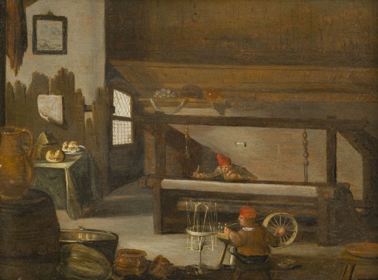 Auction 141<br>INTERIEUR MIT KORBFLECHTEREI UND WEBEREI