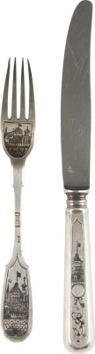 Auction 142<br>NIELLO-GABEL UND -MESSER MIT ARCHITEKTUR-ANSICHTEN