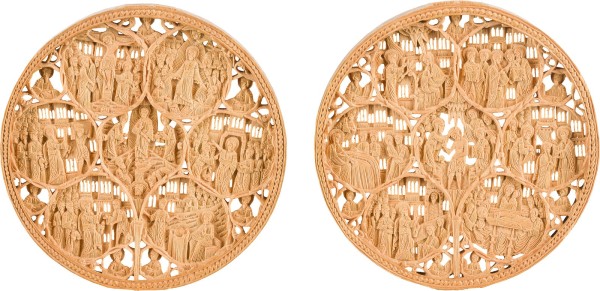 Auction 142<br>FEINE MINIATUR-SCHNITZEREI MIT AUFERSTEHUNG CHRISTI UND SZENEN AUS DEM LEBEN CHRISTI IM ETUI