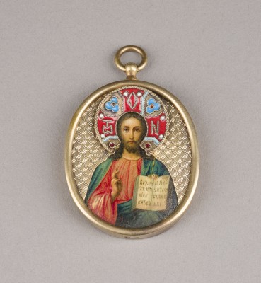 Picture KLEINER CLOISONNÉ-EMAIL-ANHÄNGER MIT CHRISTUS PANTOKRATOR