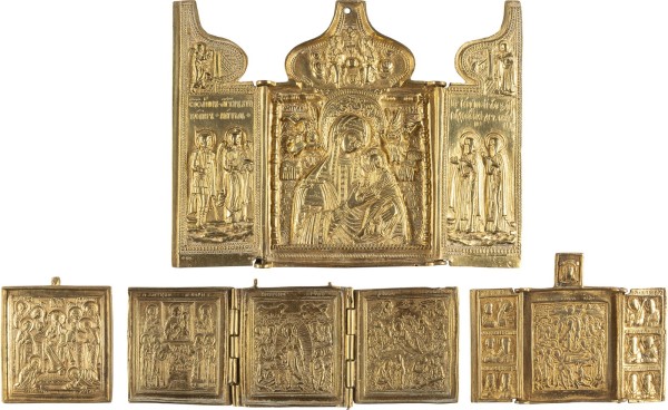Bild SAMMLUNG VON VIER BRONZE-IKONEN MIT DARSTELLUNGEN CHRISTI UND DER GOTTESMUTTER
