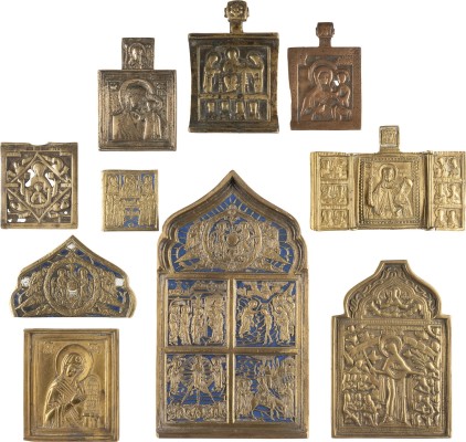 Picture SAMMLUNG VON ZEHN BRONZE-IKONEN: DARSTELLUNGEN DER GOTTESMUTTER, DEESIS, AUSGEWÄHLTE HEILIGE, FESTTAGE SOWIE EIN FRAGMENT
