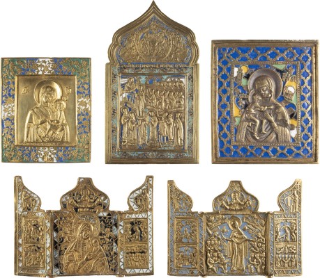 Bild SAMMLUNG VON FÜNF BRONZE-IKONEN MIT DARSTELLUNGEN DER GOTTESMUTTER