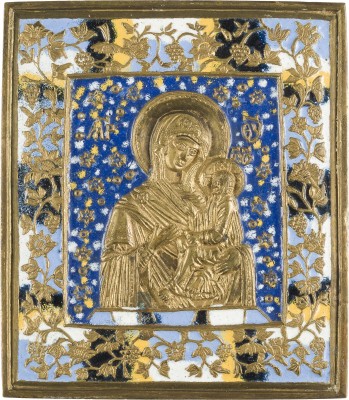 Bild FEINE BRONZE-IKONE MIT DER GOTTESMUTTER VON TICHWIN (TICHWINSKAJA)