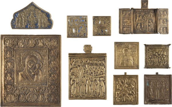 Bild SAMMLUNG VON ZEHN BRONZE-IKONEN: DARSTELLUNGEN DER GOTTESMUTTER, AUSGEWÄHLTE HEILIGE SOWIE EIN FRAGMENT