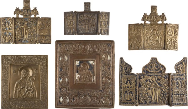 Bild SAMMLUNG VON SECHS BRONZE-IKONEN MIT DARSTELLUNGEN DER GOTTESMUTTER
