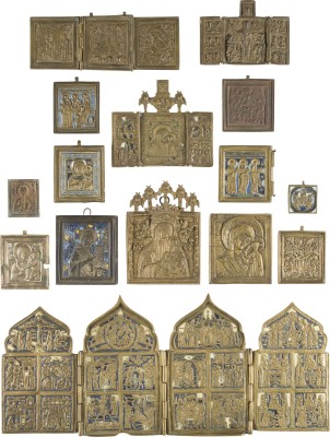 Bild SAMMLUNG VON 15 BRONZE-IKONEN: DARSTELLUNGEN CHRISTI UND DER GOTTESMUTTER, AUSGEWÄHLTE HEILIGE UND FESTTAGE
