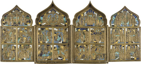 Picture BRONZE-TETRAPTYCHON MIT HOCHFESTEN DES ORTHODOXEN KIRCHENJAHRES