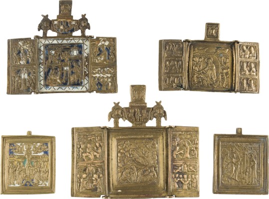 Bild SAMMLUNG VON FÜNF BRONZE-IKONEN: DARSTELLUNGEN CHRISTI, GEBURT DER GOTTESMUTTER SOWIE VERKÜNDIGUNG
