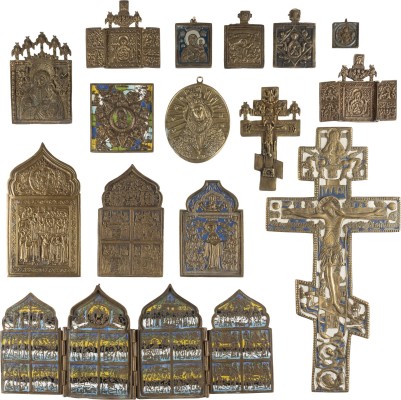 Bild SAMMLUNG VON 15 BRONZE-IKONEN: DARSTELLUNGEN DER GOTTESMUTTER, FESTTAGE SOWIE KRUZIFIXE