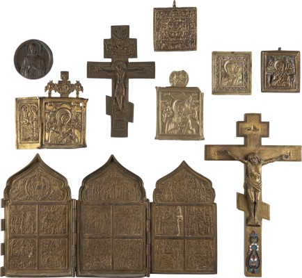 Bild SAMMLUNG VON NEUN IKONEN UND KREUZEN: DARSTELLUNGEN DER GOTTESMUTTER, FESTTAGE SOWIE AUSGEWÄHLTE HEILIGE
