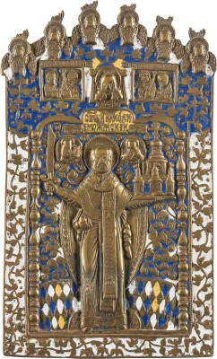 Auktion 142<br>BRONZE-IKONE MIT DEM HEILIGEN NIKOLAUS VON MOSCHAISK