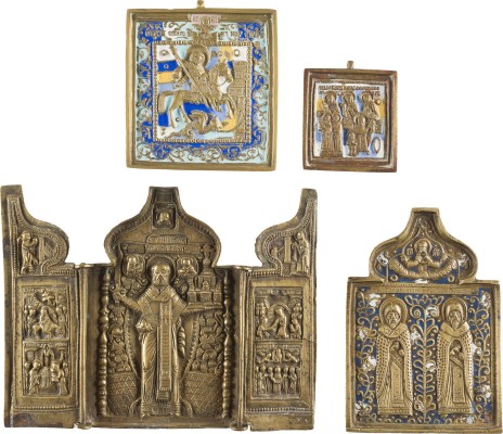 Picture SAMMLUNG VON VIER BRONZE-IKONEN MIT AUSGEWÄHLTEN HEILIGEN