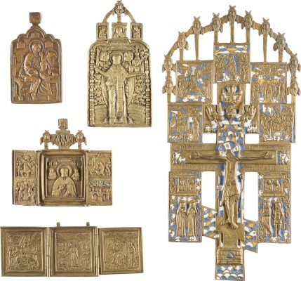 Bild SAMMLUNG VON FÜNF BRONZE-IKONEN: DARSTELLUNGEN CHRISTI UND DER GOTTESMUTTER SOWIE AUSGEWÄHLTE HEILIGE