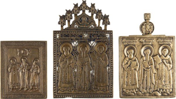 Bild SAMMLUNG VON DREI BRONZE-IKONEN MIT DEN KIRCHENVÄTERN BASILIOS DEM GROSSEN, GREGOR DEM THEOLOGEN SOWIE JOHANNES CHRYSOSTOMUS