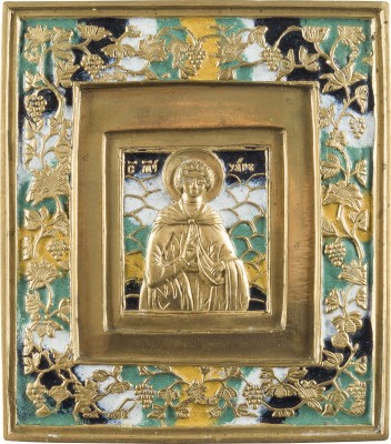 Bild FEINE BRONZE-IKONE MIT DEM HEILIGEN VARUS