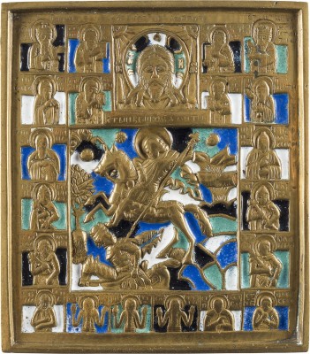 Bild FEINE BRONZE-IKONE MIT DEM HEILIGEN DEMETRIUS