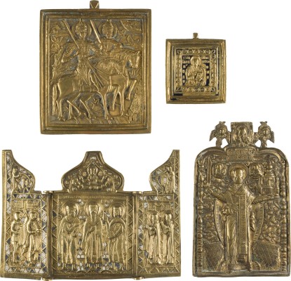 Bild SAMMLUNG VON VIER BRONZE-IKONEN MIT AUSGEWÄHLTEN HEILIGEN