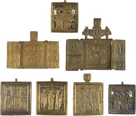 Bild SAMMLUNG VON SIEBEN BRONZE-IKONEN MIT AUSGEWÄHLTEN HEILIGEN