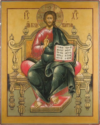 Picture MONUMENTALE IKONE MIT DEM THRONENDEN CHRISTUS AUS EINER KIRCHEN-IKONOSTASE