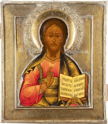 Bild IKONE MIT CHRISTUS PANTOKRATOR MIT RIZA