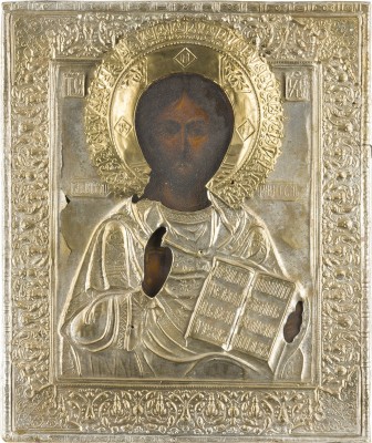 Picture IKONE MIT CHRISTUS PANTOKRATOR MIT OKLAD