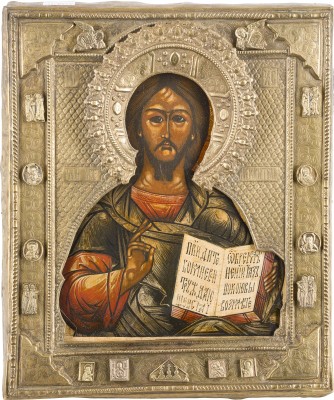 Picture IKONE MIT CHRISTUS PANTOKRATOR MIT RIZA