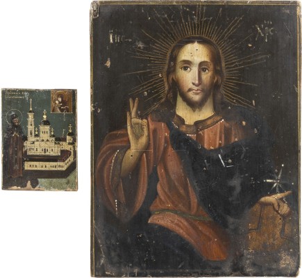 Picture ZWEI IKONEN: CHRISTUS PANTOKRATOR UND HEILIGER NIL STOLOBENSKIJ