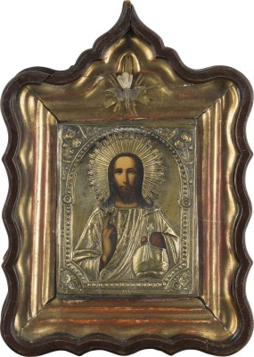 Picture IKONE MIT CHRISTUS DEM WELTENHERRSCHER MIT OKLAD IM KIOT