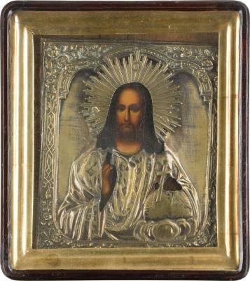 Picture GROSSE IKONE MIT CHRISTUS DEM WELTENHERRSCHER MIT OKLAD IM KIOT