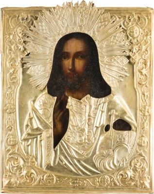 Picture IKONE MIT CHRISTUS PANTOKRATOR MIT OKLAD