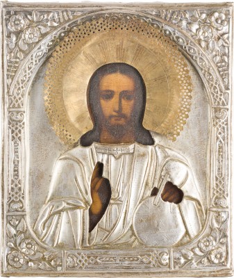 Picture IKONE MIT CHRISTUS PANTOKRATOR MIT OKLAD