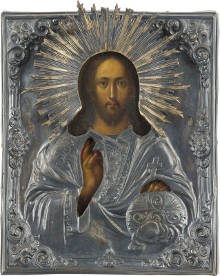 Picture KLEINE IKONE MIT CHRISTUS PANTOKRATOR MIT SILBER-OKLAD