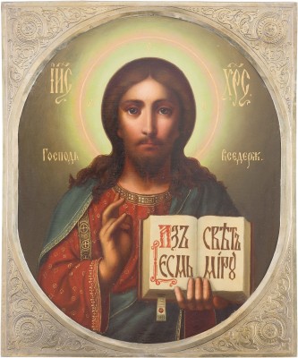 Bild IKONE MIT CHRISTUS PANTOKRATOR MIT VERMEIL-BASMA