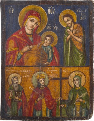 Picture ZWEIFELDER-IKONE MIT DER GOTTESMUTTER, JOHANNES DEM VORLÄUFER UND HEILIGEN