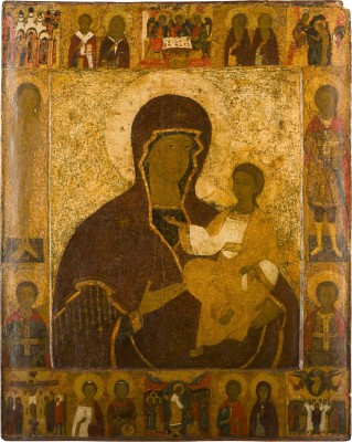 Picture MONUMENTALE IKONE MIT DER GOTTESMUTTER VON TICHWIN, HOCHFESTE DES ORTHODOXEN KIRCHENJAHRES UND HEILIGEN AUS EINER KIRCHEN-IKONOSTASE