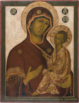 Bild MONUMENTALE IKONE MIT DER GOTTESMUTTER VON TICHWIN (TICHWINSKAJA) AUS EINER KIRCHEN-IKONOSTASE