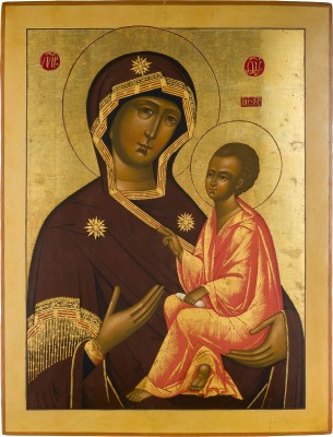 Bild MONUMENTALE IKONE MIT DER GOTTESMUTTER VON TICHWIN (TICHWINSKAJA) AUS EINER KIRCHEN-IKONOSTASE