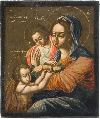 Picture FEINE UND SELTENE IKONE MIT DER GOTTESMUTTER UND JOHANNES DEM VORLÄUFER