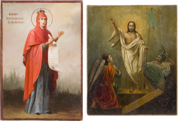 Bild ZWEI IKONEN: GOTTESMUTTER BOGOLUBSKAJA UND AUFERSTEHUNG CHRISTI
