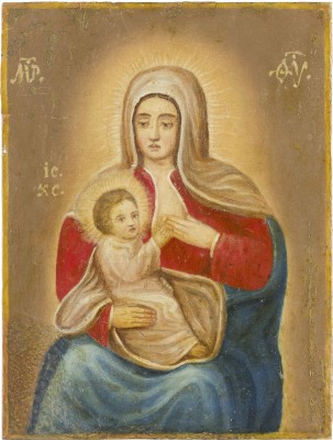 Bild KLEINE IKONE MIT DER STILLENDEN GOTTESMUTTER (MLEKOPITATELNITSA)