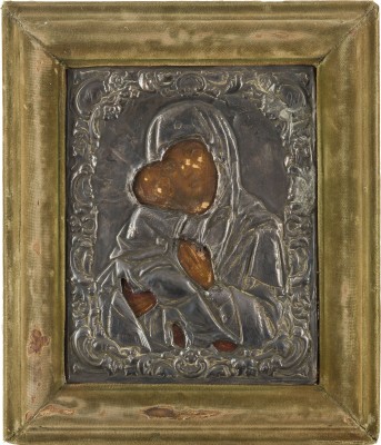 Picture KLEINE IKONE MIT DER GOTTESMUTTER VON WLADIMIR (WLADIMIRSKAJA) MIT OKLAD