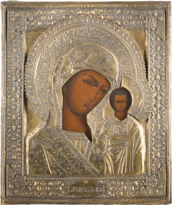 Bild IKONE MIT DER GOTTESMUTTER VON KASAN (KASANSKAJA) MIT OKLAD