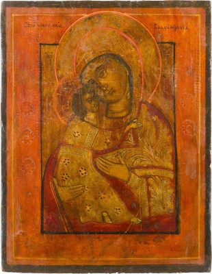 Auction 142<br>IKONE MIT DER GOTTESMUTTER VON WLADIMIR (WLADIMIRSKAJA)