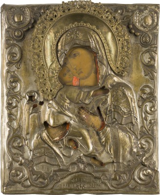 Bild IKONE MIT DER GOTTESMUTTER VON WLADIMIR (WLADIMIRSKAJA) MIT OKLAD